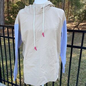 Johnny Was Calme Mix Nylon Hooded Pullover with Kangaroo Pouch